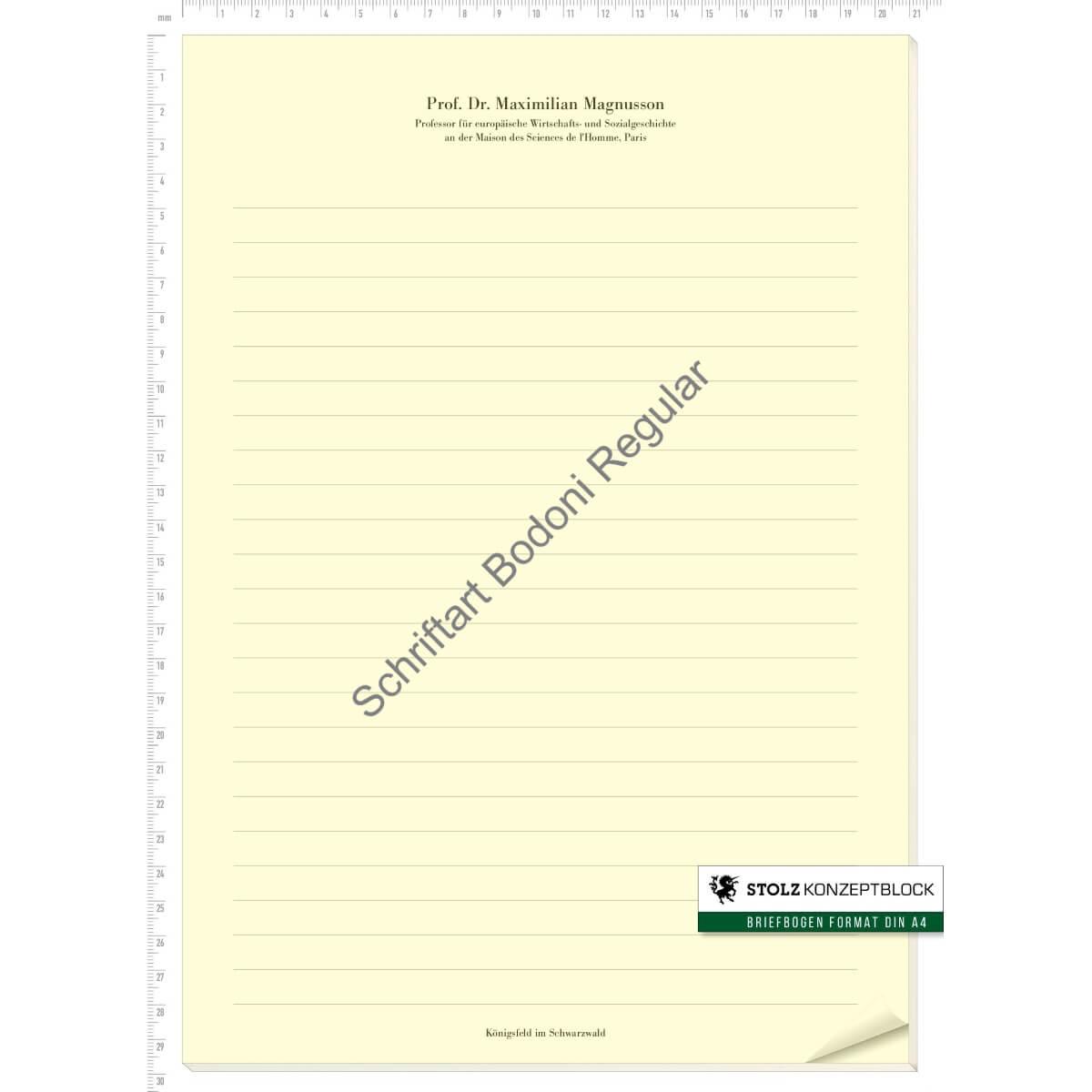 STOLZ Konzeptblock A4 liniert (Bodoni Regular)